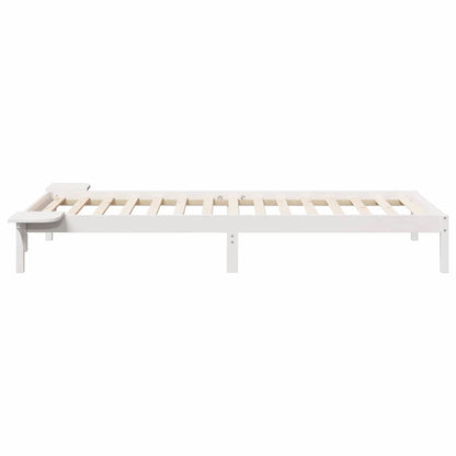 Bed Frame with Side Tables White 80 x 210 cm Solid Pine Wood