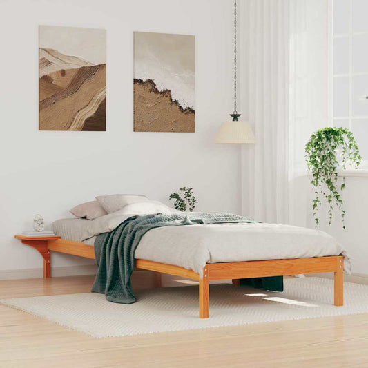 Bed Frame with Side Tables Wax Brown 80 x 210 cm