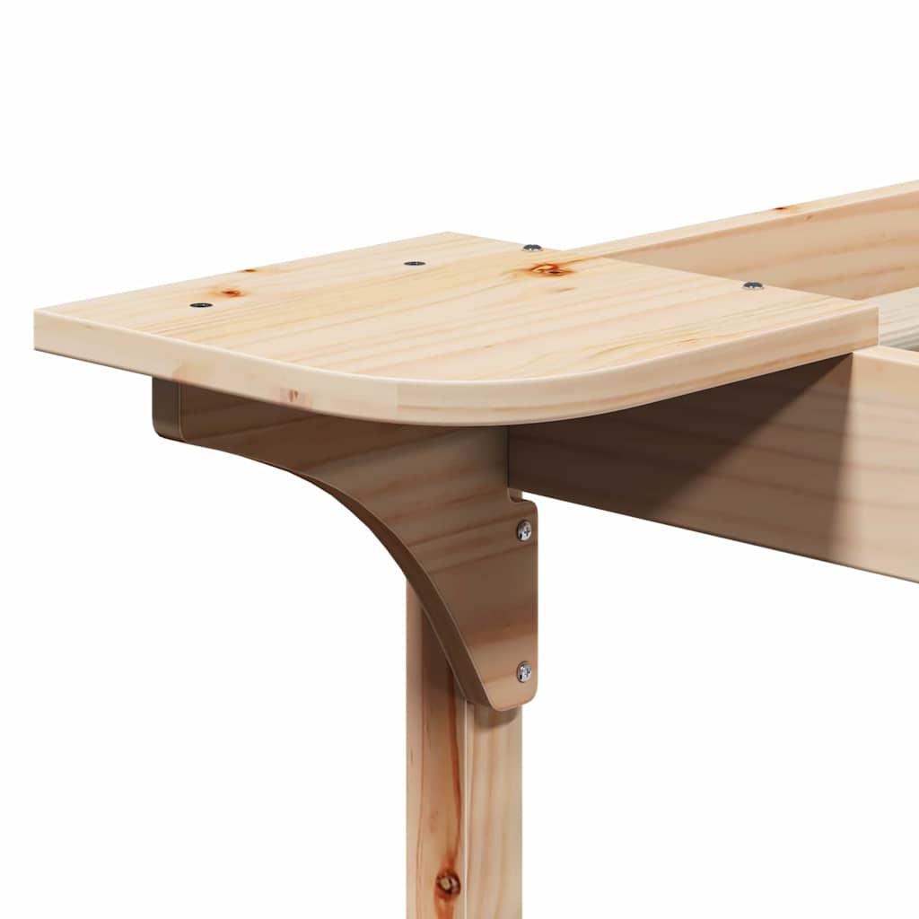 Bed Frame with Side Tables Natural 100 x 210 cm Solid Pine Wood