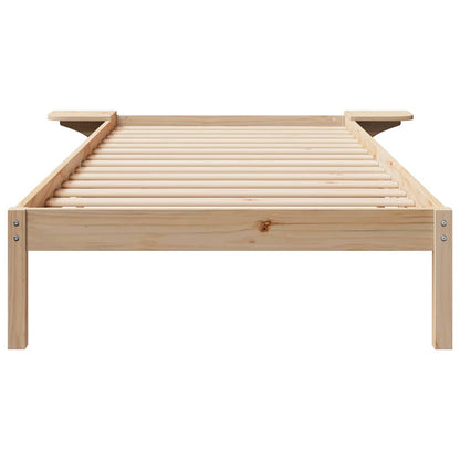 Bed Frame with Side Tables Natural 100 x 210 cm Solid Pine Wood