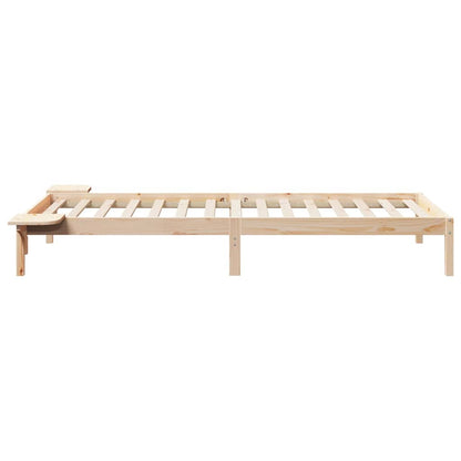 Bed Frame with Side Tables Natural 100 x 210 cm Solid Pine Wood