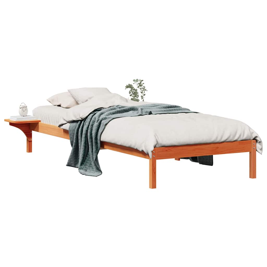 Bed Frame with Side Tables Wax Brown 100 x 210 cm
