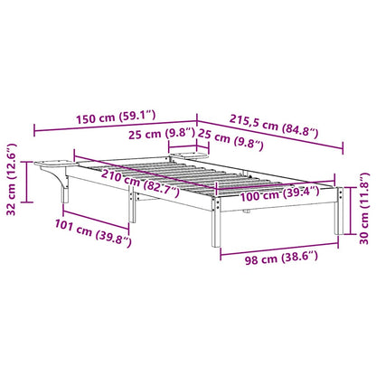 Bed Frame with Side Tables Wax Brown 100 x 210 cm