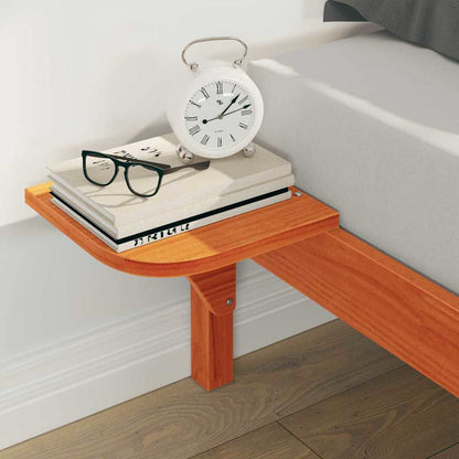 Bed Frame with Side Tables Wax Brown 140 x 210 cm