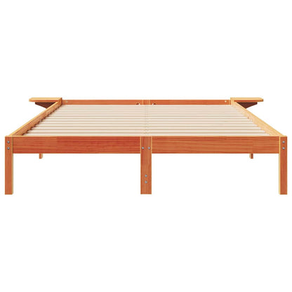 Bed Frame with Side Tables Wax Brown 160 x 210 cm