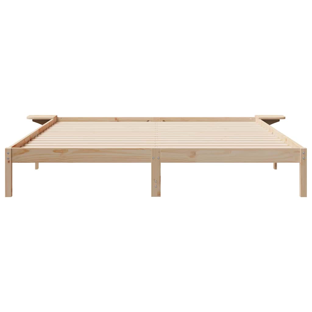 Bed Frame with Side Tables Natural 180 x 210 cm Solid Pine Wood