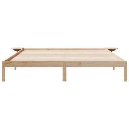 Bed Frame with Side Tables Natural 180 x 210 cm Solid Pine Wood