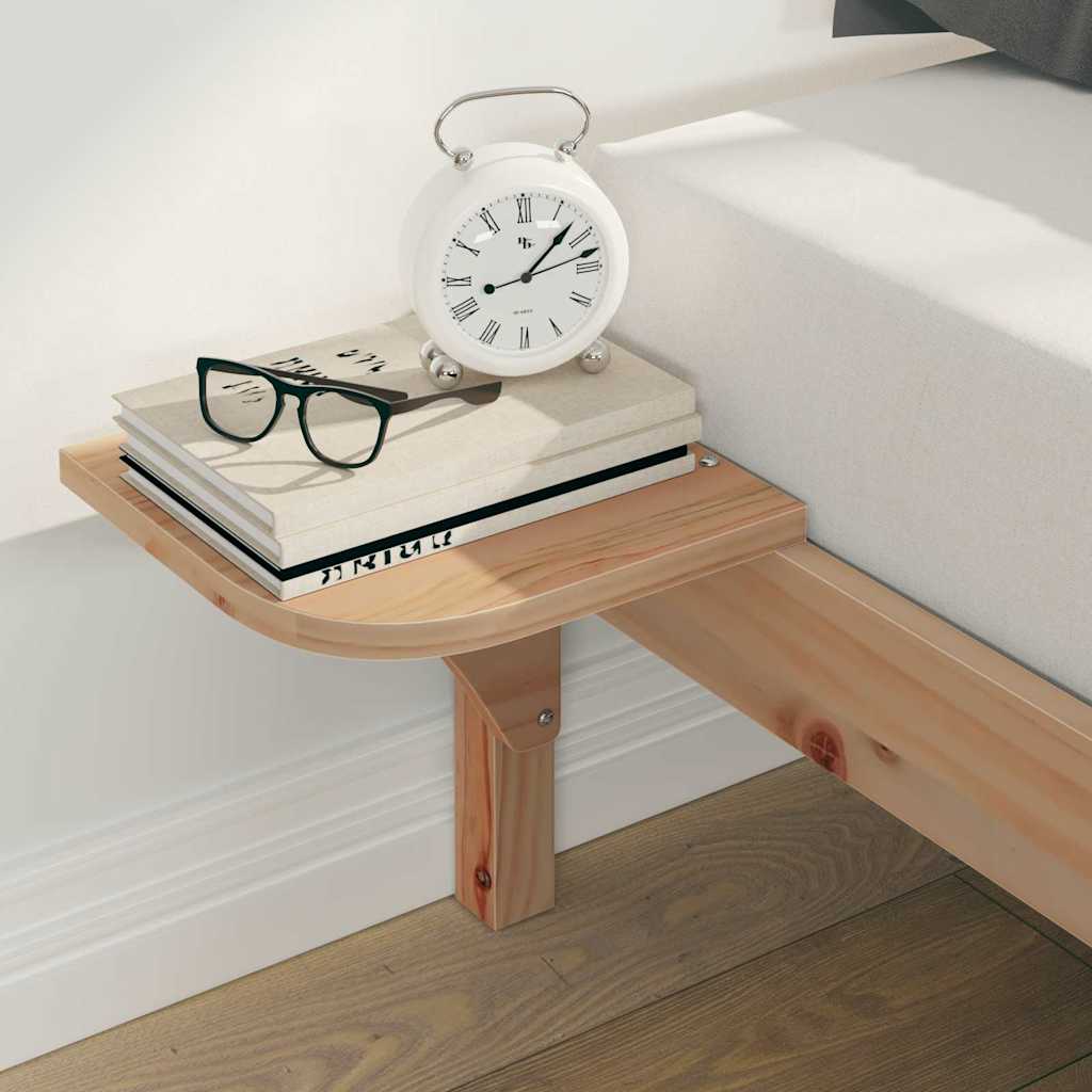 Bed Frame with Side Tables Natural 200 x 210 cm Solid Pine Wood