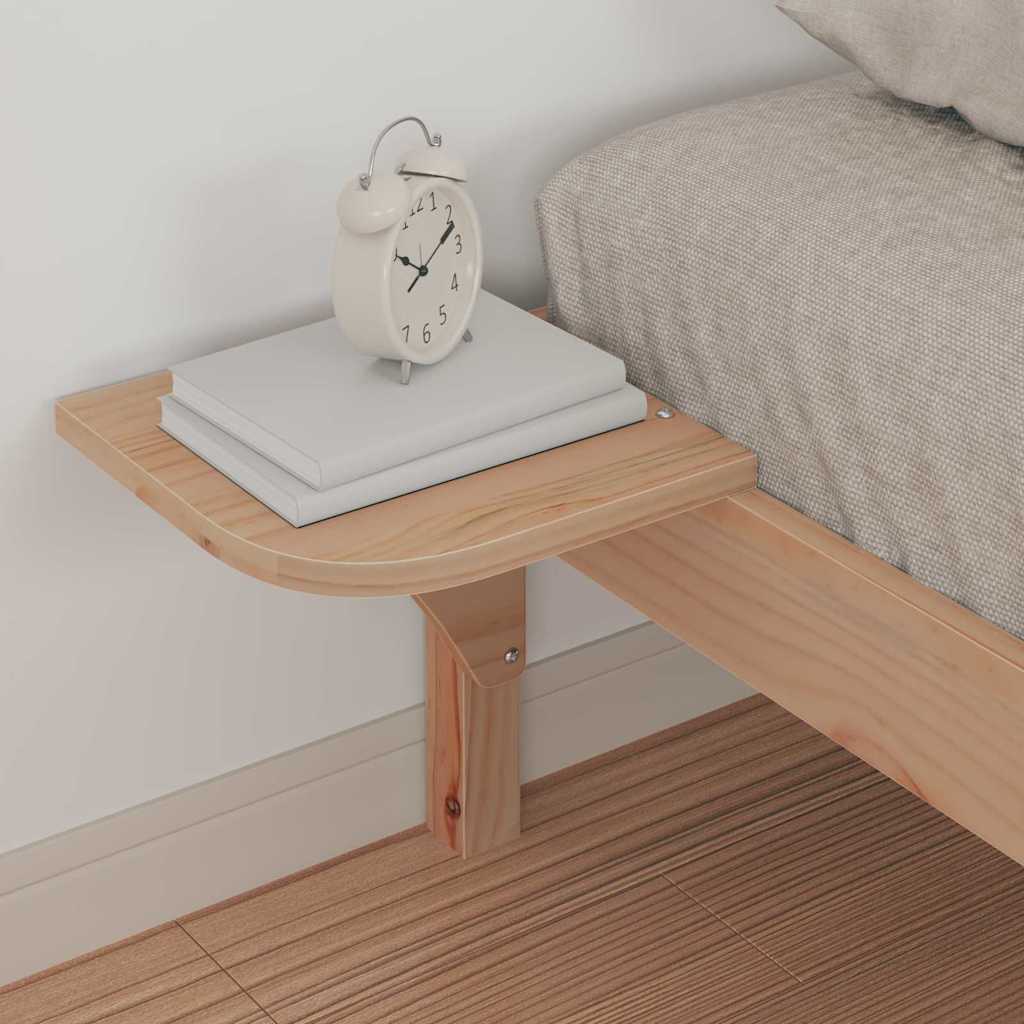 Bed Frame with Side Tables Natural 80 x 220 cm Solid Pine Wood