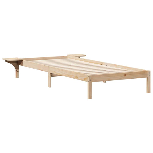 Bed Frame with Side Tables Natural 80 x 220 cm Solid Pine Wood