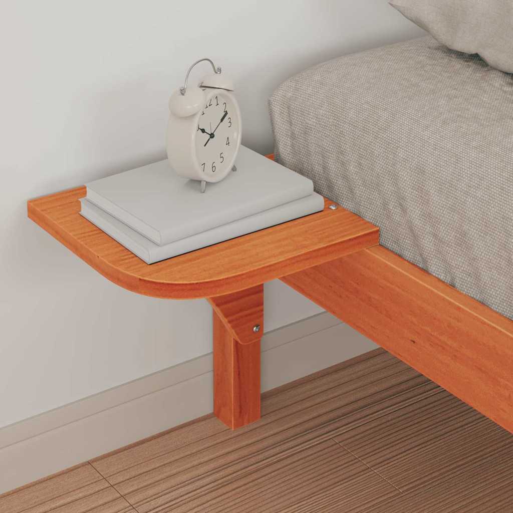 Bed Frame with Side Tables Wax Brown 80 x 220 cm