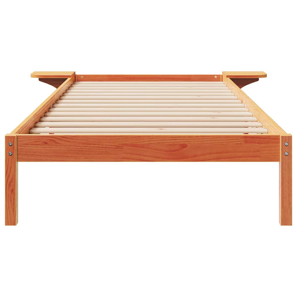 Bed Frame with Side Tables Wax Brown 80 x 220 cm