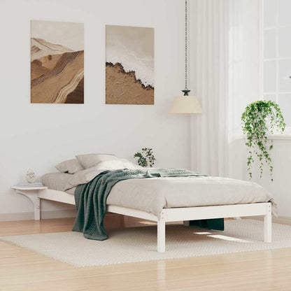 Bed Frame with Side Tables White 90 x 220 cm Solid Pine Wood