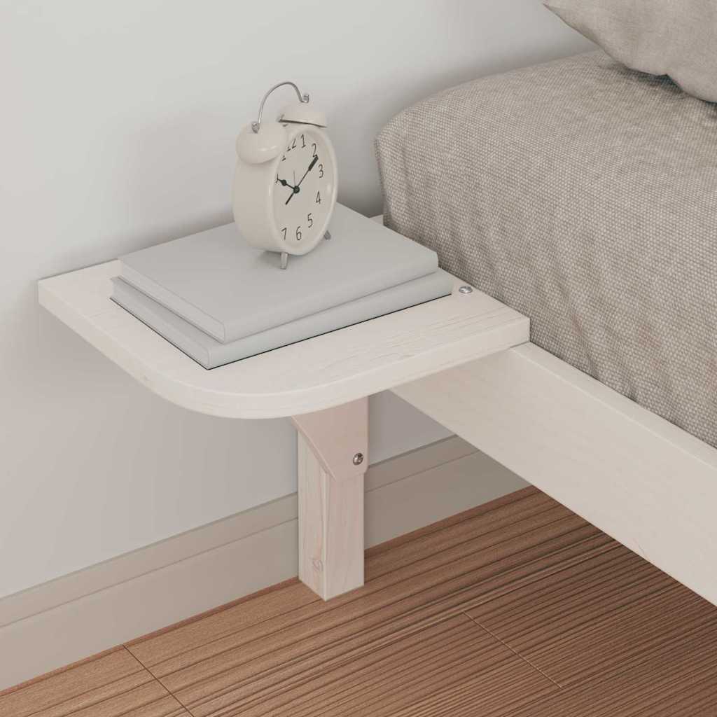 Bed Frame with Side Tables White 90 x 220 cm Solid Pine Wood