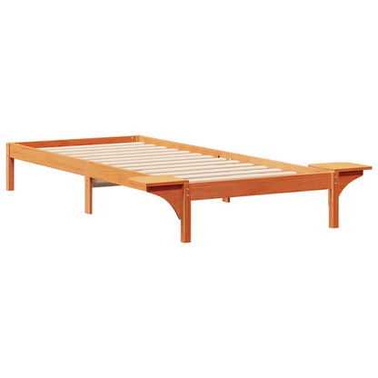 Bed Frame with Side Tables Wax Brown 90 x 220 cm