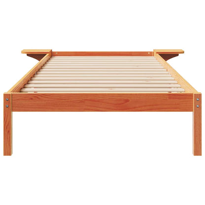 Bed Frame with Side Tables Wax Brown 100 x 220 cm
