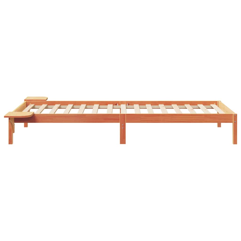 Bed Frame with Side Tables Wax Brown 100 x 220 cm