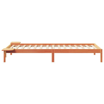 Bed Frame with Side Tables Wax Brown 100 x 220 cm