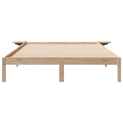 Bed Frame with Side Tables Natural 160 x 220 cm Solid Pine Wood