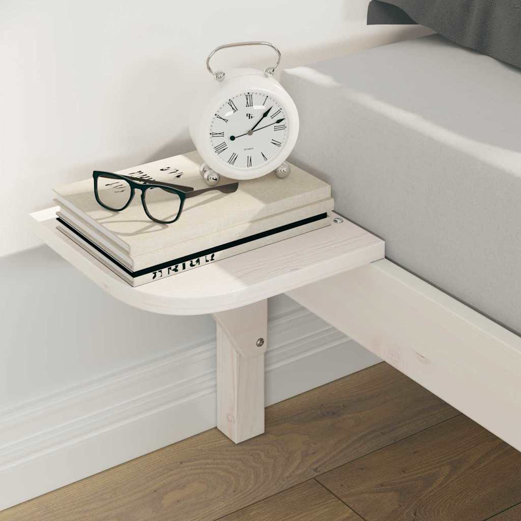 Bed Frame with Side Tables White 160 x 220 cm Solid Pine Wood