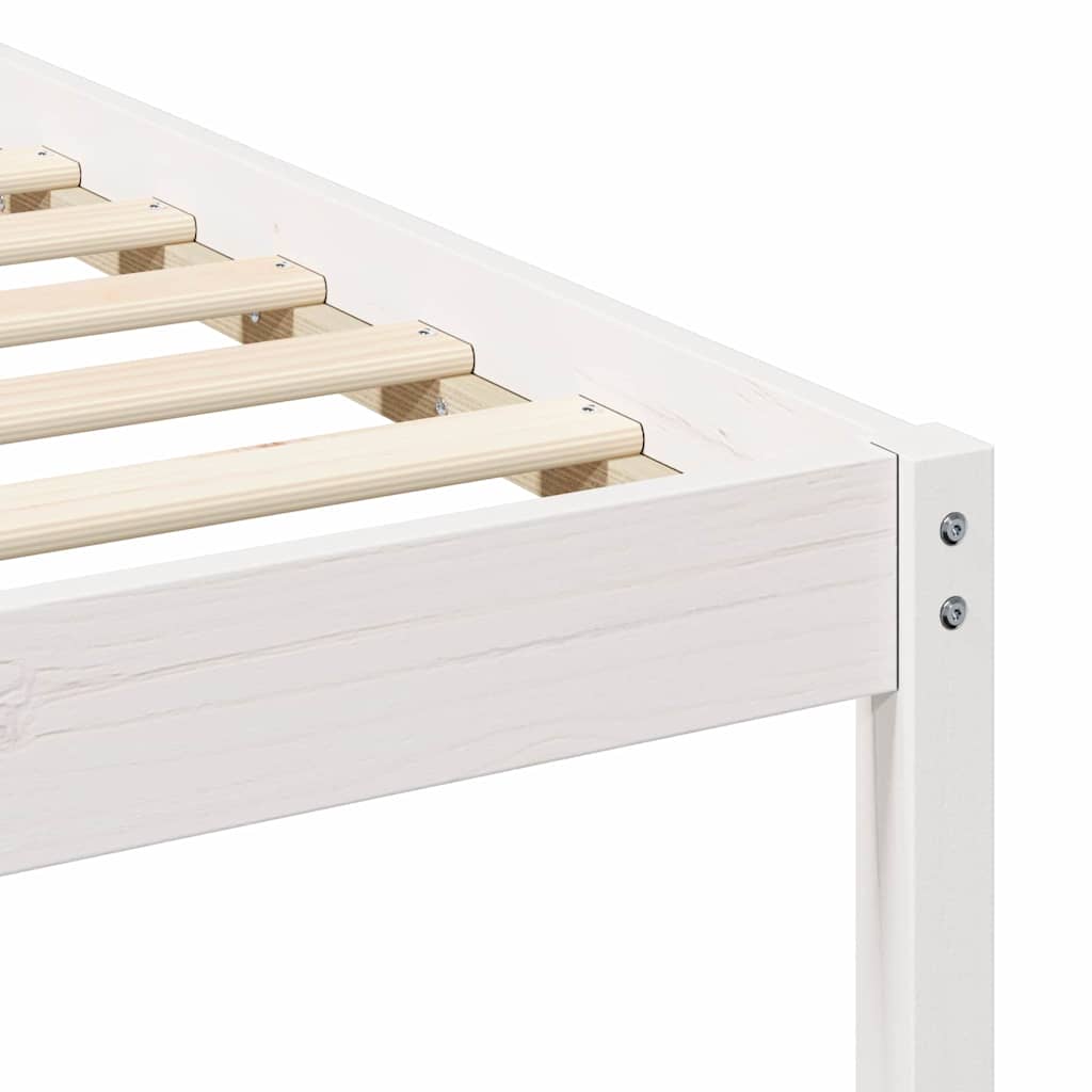 Bed Frame with Side Tables White 180 x 220 cm Solid Pine Wood