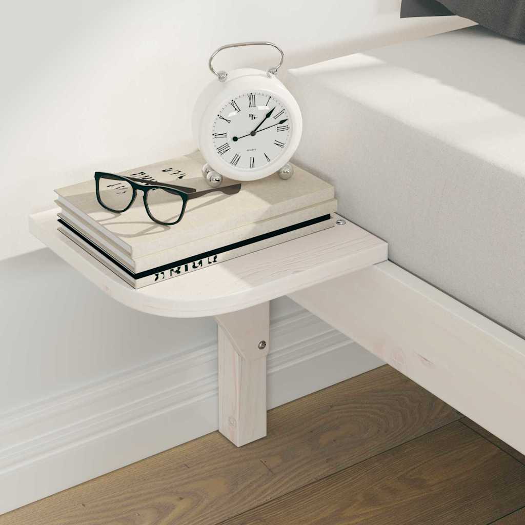 Bed Frame with Side Tables White 180 x 220 cm Solid Pine Wood