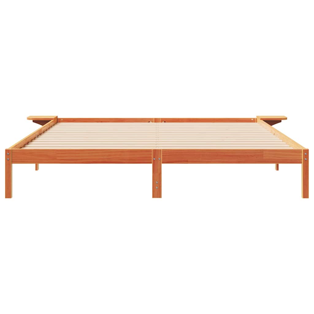 Bed Frame with Side Tables Wax Brown 200 x 220 cm