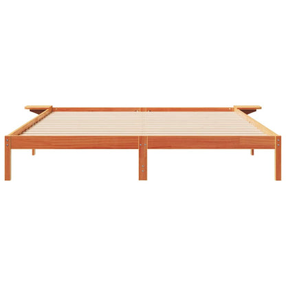Bed Frame with Side Tables Wax Brown 200 x 220 cm
