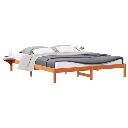 Bed Frame with Side Tables Wax Brown 200 x 220 cm
