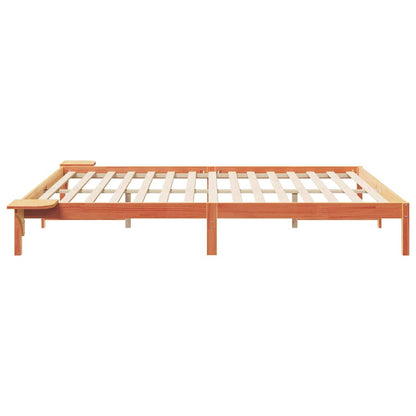 Bed Frame with Side Tables Wax Brown 200 x 220 cm