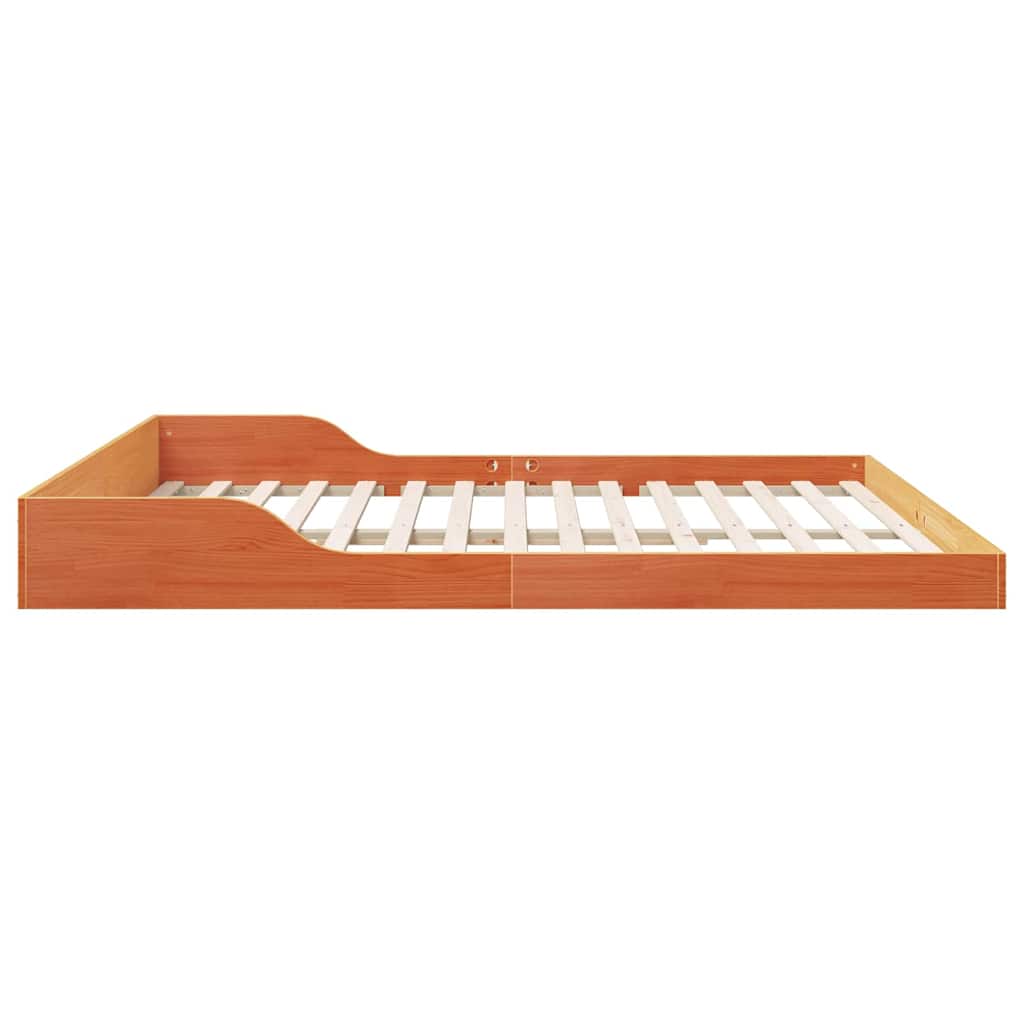 Bed Frame Wax Brown 200 x 200 cm Solid Pine Wood