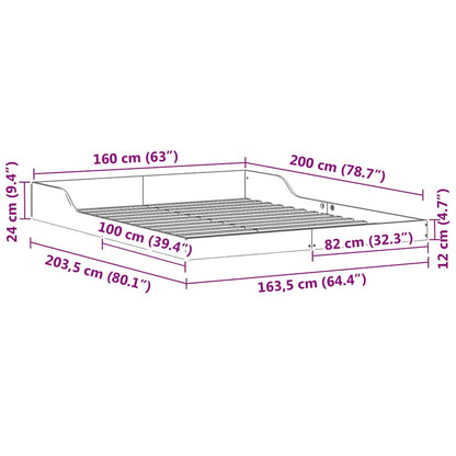 Bed Frame White 160 x 200 cm Solid Pine Wood