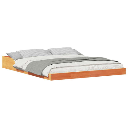 Bed Frame Wax Brown 160 x 200 cm Solid Pine Wood