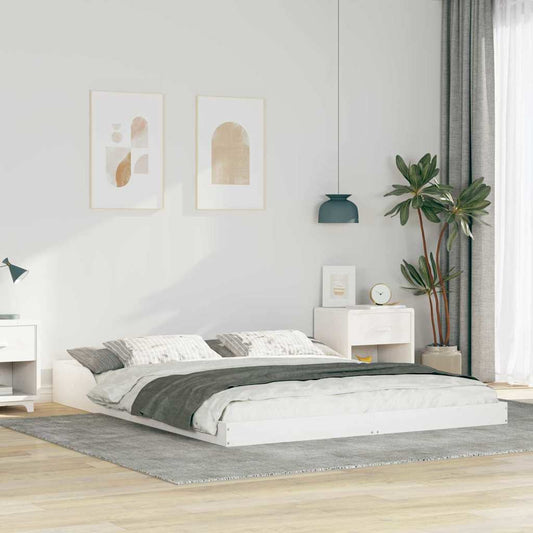 Bed Frame White 150 x 200 cm Solid Pine Wood