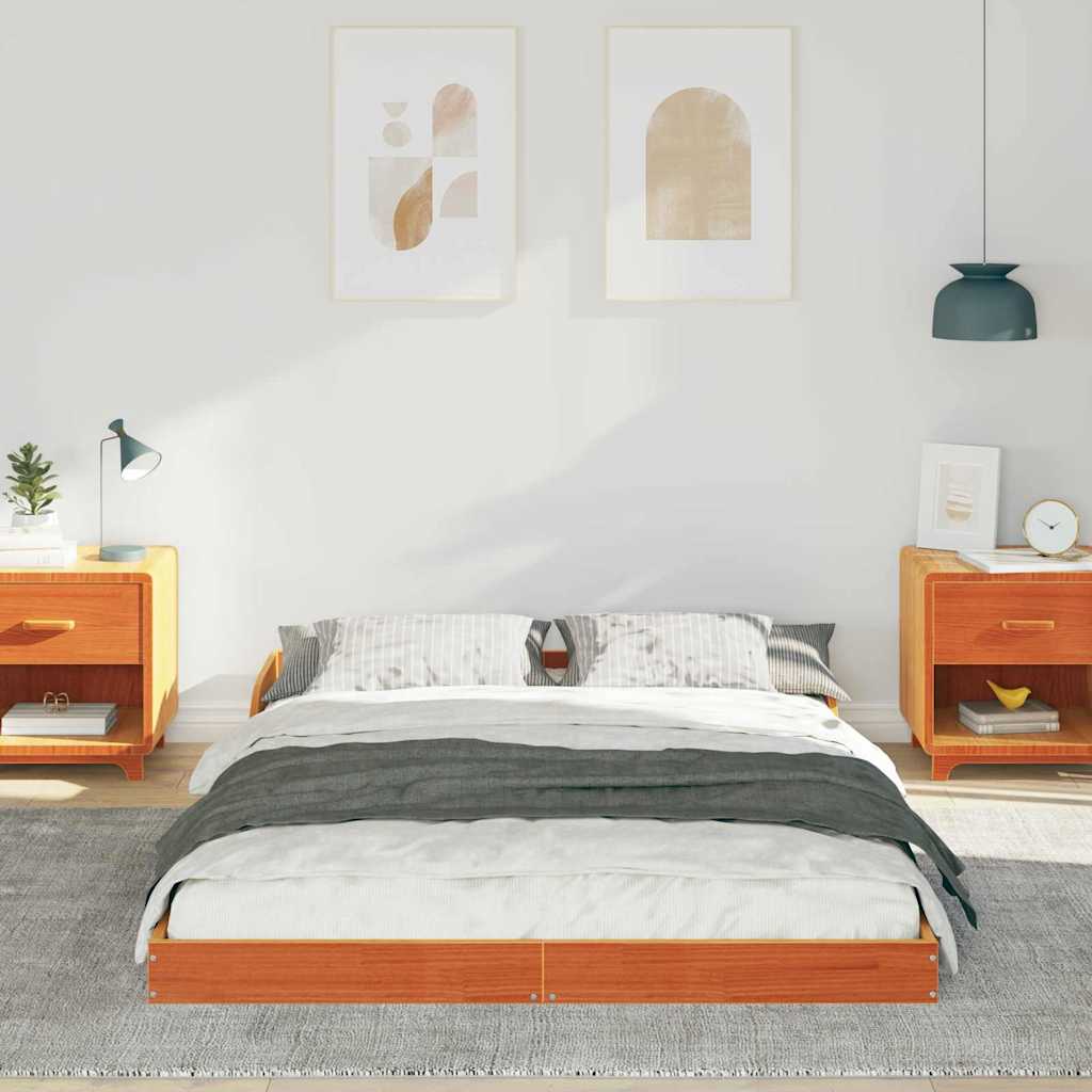 Bed Frame Wax Brown 120 x 200 cm Solid Pine Wood