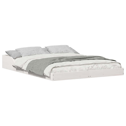 Bed Frame White 140 x 190 cm Solid Pine Wood