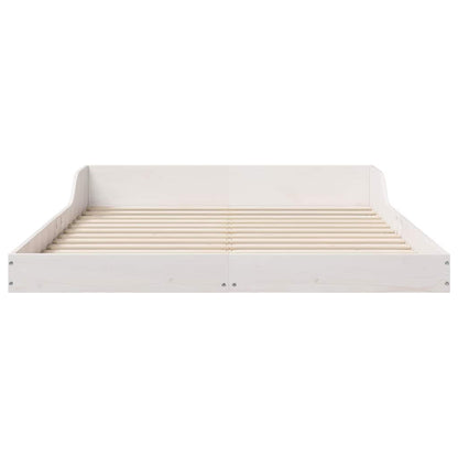 Bed Frame White 140 x 190 cm Solid Pine Wood