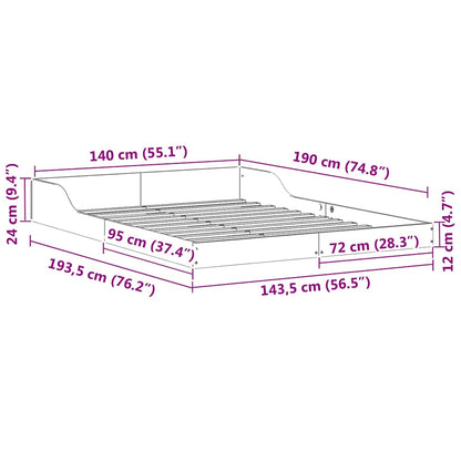 Bed Frame Wax Brown 140 x 190 cm Solid Pine Wood