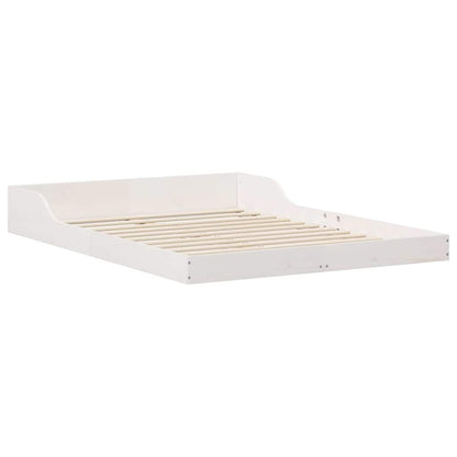 Bed Frame White 135 x 190 cm Solid Pine Wood