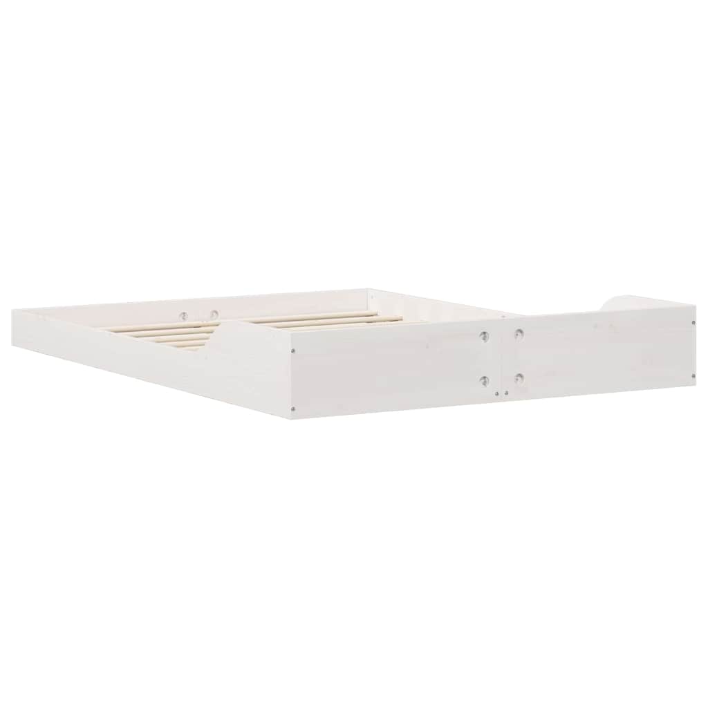 Bed Frame White 135 x 190 cm Solid Pine Wood