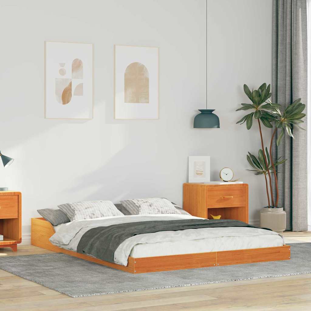 Bed Frame Wax Brown 120 x 190 cm Solid Pine Wood