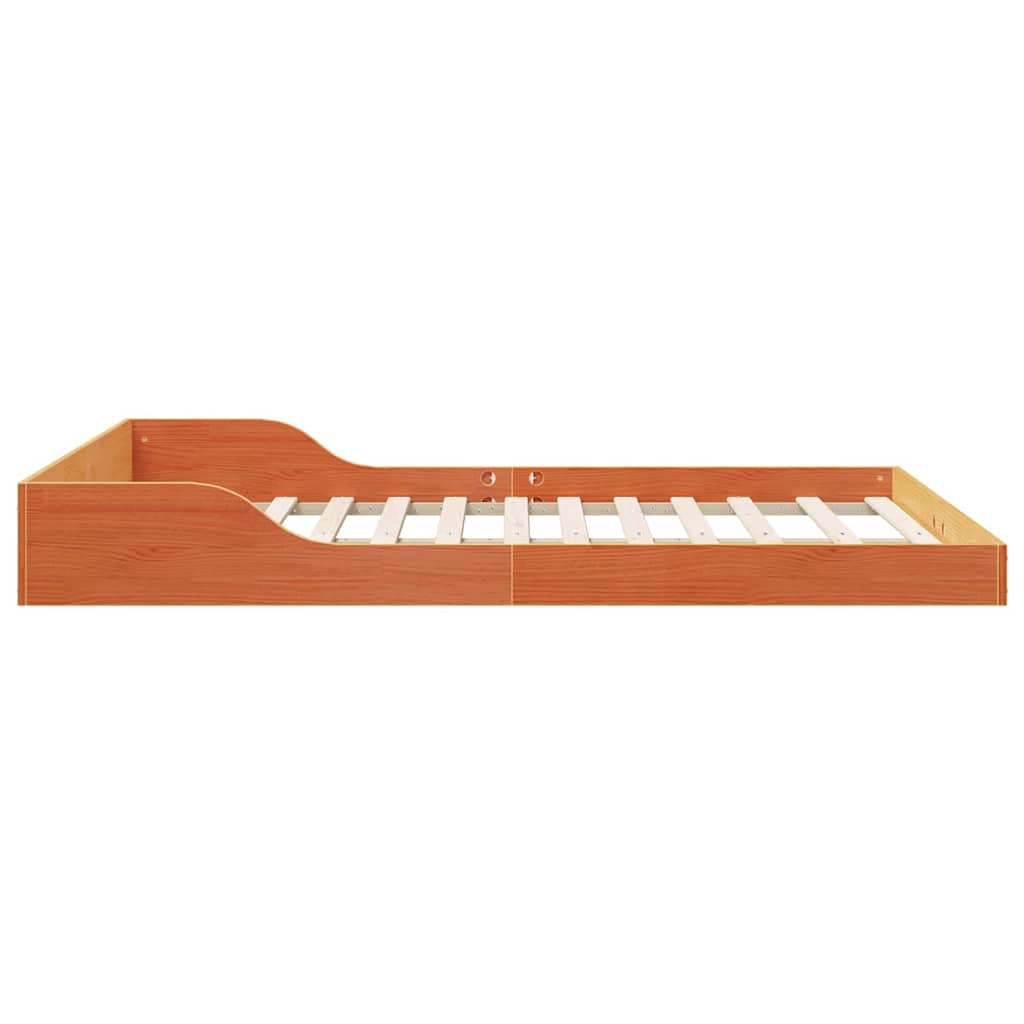 Bed Frame Wax Brown 120 x 190 cm Solid Pine Wood