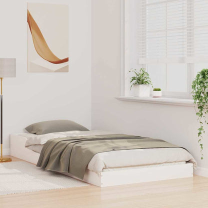 Bed Frame White 100 x 200 cm Solid Pine Wood