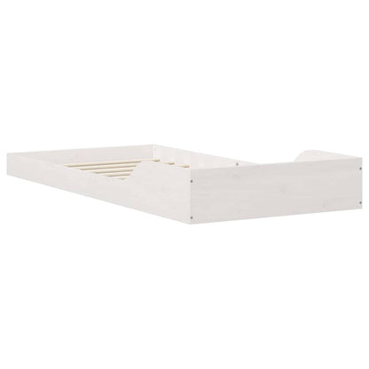 Bed Frame White 100 x 200 cm Solid Pine Wood