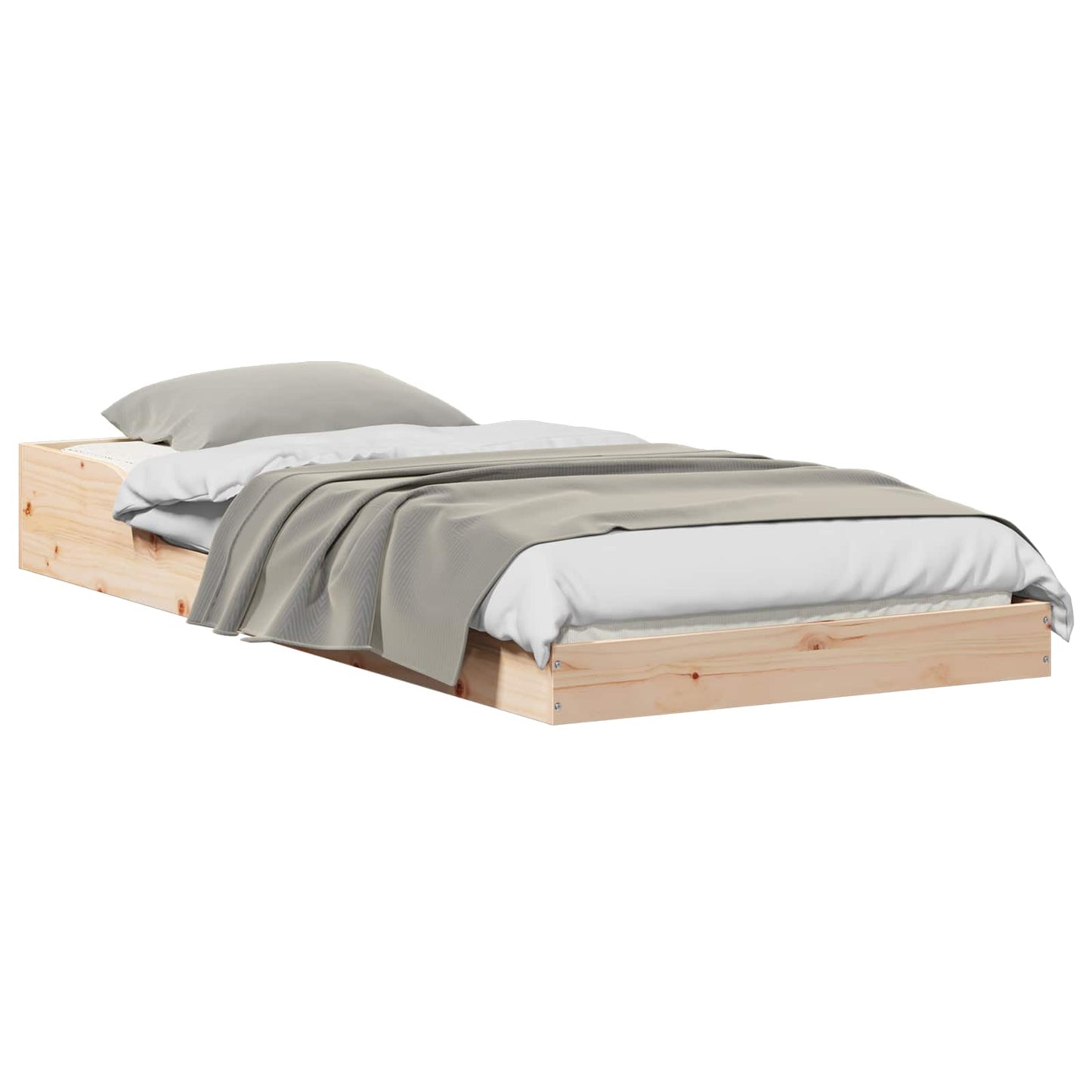 Bed Frame Natural 75 x 190 cm Solid Pine Wood