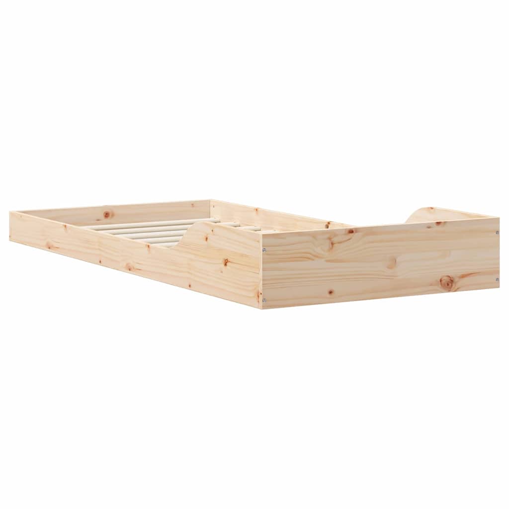 Bed Frame Natural 75 x 190 cm Solid Pine Wood