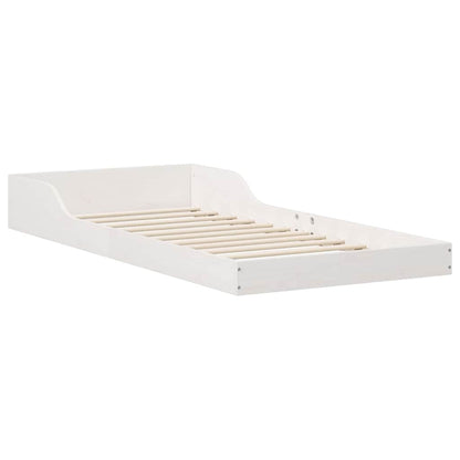 Bed Frame White 100 x 210 cm Solid Pine Wood