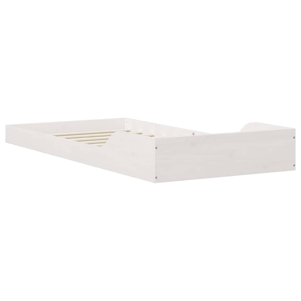 Bed Frame White 100 x 210 cm Solid Pine Wood
