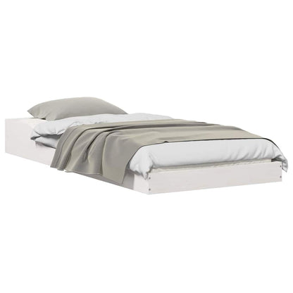 Bed Frame White 100 x 210 cm Solid Pine Wood