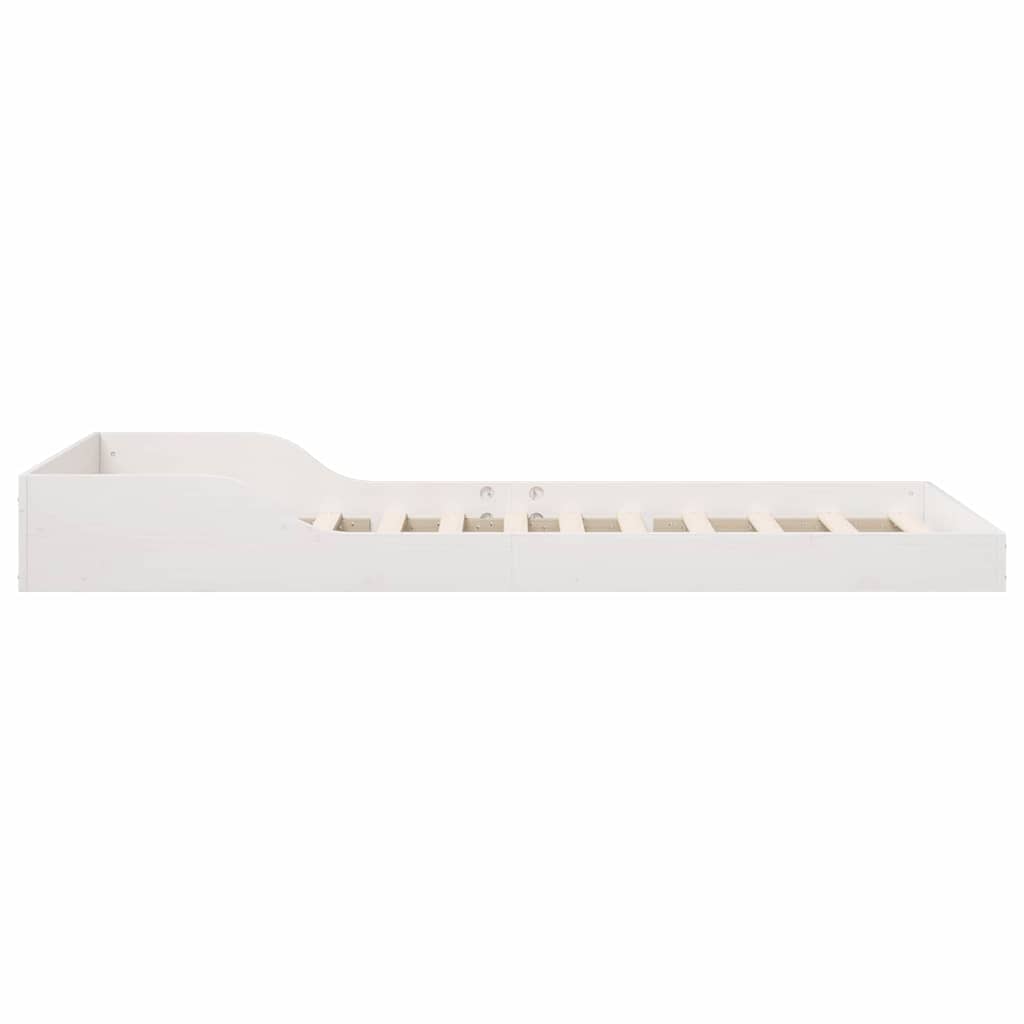 Bed Frame White 100 x 210 cm Solid Pine Wood